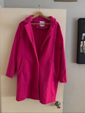 Fashion Nova Bright Pink Single-Breasted Trench Coat